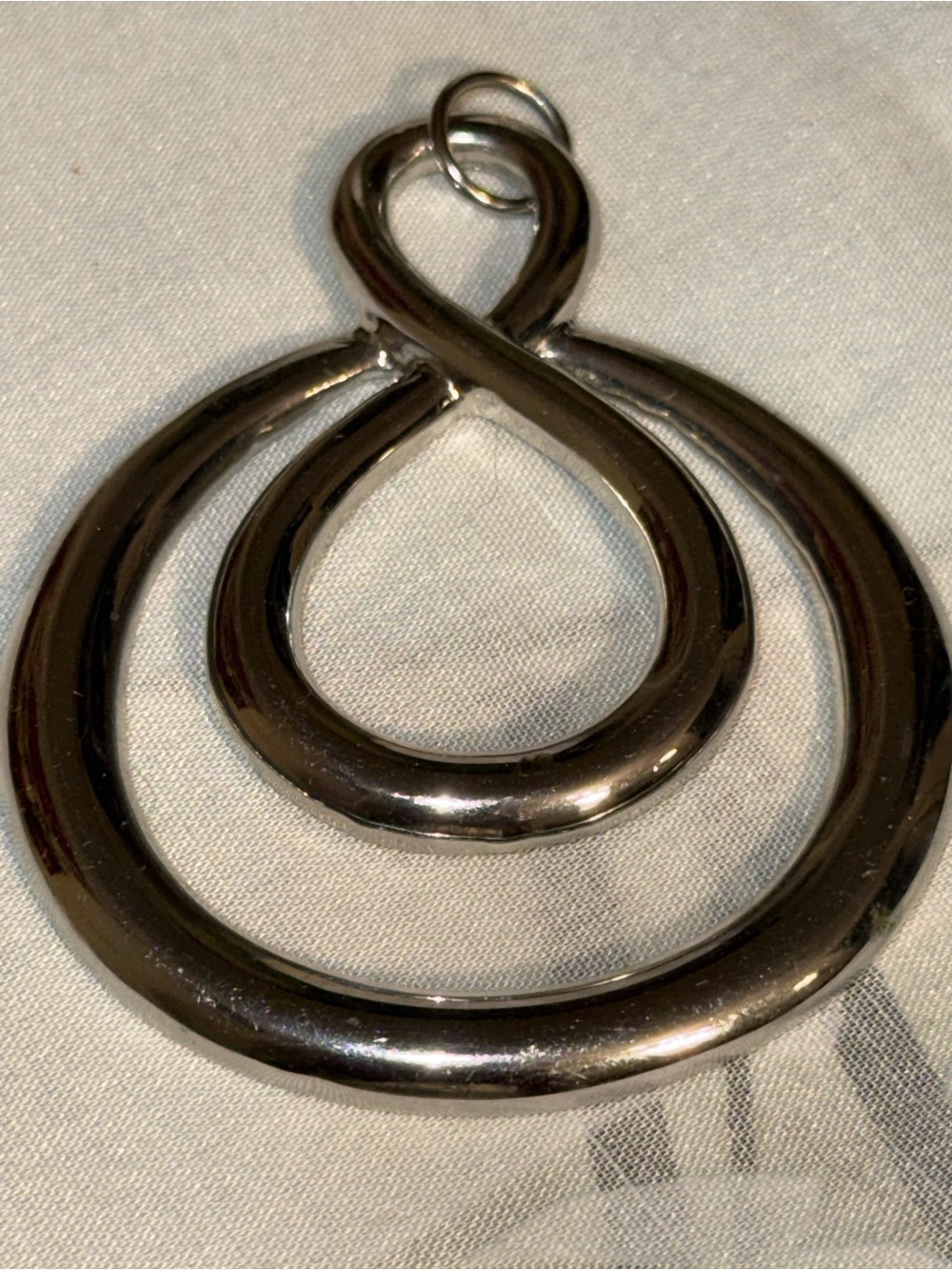 Vintage Mid Century Silver Tone Double Tear Drop Loop Pendant just add chain